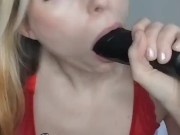 Trying out my new thrusting dildo! Watch how deep I can take it.. 4/16