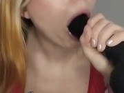 Trying out my new thrusting dildo! Watch how deep I can take it.. 7/16