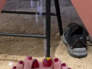 Piss slut putting her piss on toes 8/16