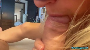 Fantastic wife's blowjob, sensitive and passionate, foreskin play POV