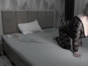 Curvy milf with a big ass in a sexy costume masturbates with a dildo. PAWG 1/16