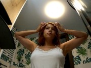 Sexy and Horny Bare Ass Petite Latina Redhead in the Bathroom shows pussy and booty to tease without underwear flashing 11/16