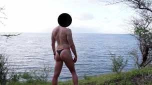 Pose down in my thong