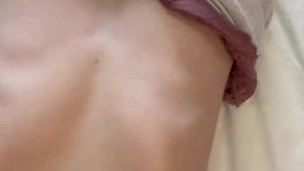 quick little cumshot on her small tits