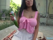 Public Agent Asian hottie lets him insert a cucumber into her pussy to test her depth 5/16
