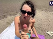 Blowjob on a public nudist beach and passionate sex in a hotel room with creampie 6/16