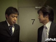 Japanese hottie with big natural tits sucking and jerking a cock 3/16