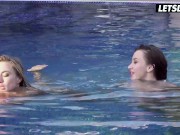 Isizzu & Katrin Romantic Girl On Girl Sex By The Pool / A GIRL KNOWS 13/16