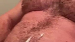 Hairy Musclebear Massive Thick Cumshot on Toilet. Hyperspermia. OnlyfansBeefBeast Big Bear Huge Dick