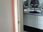 Double camera, stepson cums in my ass with jeans on, full milk