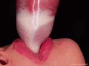CLOSE UP: BEST Milking MOUTH made You CUM TWICE in CONDOM! Broke the CONDOM and Got All CUM! BLOWJOB 12/16