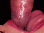 CLOSE UP: BEST Milking MOUTH made You CUM TWICE in CONDOM! Broke the CONDOM and Got All CUM! BLOWJOB 2/16