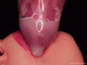 CLOSE UP: BEST Milking MOUTH made You CUM TWICE in CONDOM! Broke the CONDOM and Got All CUM! BLOWJOB 8/16