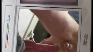 PV Deep Taking Long Thick Red Toy with Split View