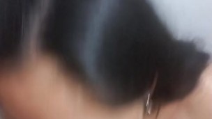 Sucking cock until he cums on my tits