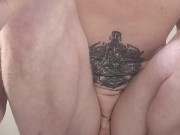 Gaging, Gaping, Riding A BIG Blue Dildo In the Shower - Screenshot 1 of 16 - Close Up