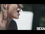 Watch this horny beauty suck and fuck her lover in the sunshine 10/16