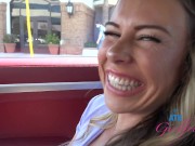 OV with beach babe Summer Vixen fingering her pussy and making herself cream in the car 2/16