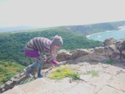 OUTDOOR loud ANAL fuck - hippie girl gets ass banged and covered with cum 9/16