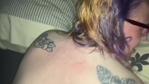 Bearded fat guy gets what he wants from tinderslut then busts nut inside her