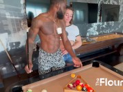 Trailer Simone kept bothering Ace while he was trying to play pool with his friend Trucifer so they fucked her hard 1/16