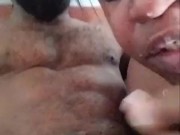 DADDY FAT DICK FUCKS WET THROAT WHILE BIG BALLS GETS MASSAGED!!!!!!!!!! 16/16
