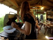 Hot and horny Leon Lambert Girls without underwear have a BBQ Party Outdoors within Short Skirt Summer Dress 11/16