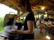 Hot and horny Leon Lambert Girls without underwear have a BBQ Party Outdoors within Short Skirt Summer Dress 6/16