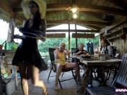 Hot and horny Leon Lambert Girls without underwear have a BBQ Party Outdoors within Short Skirt Summer Dress 8/16