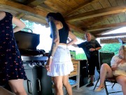 Hot and horny Leon Lambert Girls without underwear have a BBQ Party Outdoors within Short Skirt Summer Dress 9/16