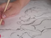 Naked models getting fucked in a passionate FFM threesome with a facial ending 1/16