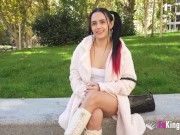 Astound petite Colombian Valen Pink rides her OLD MAN boyfriend's COCK for us to see! 5/16