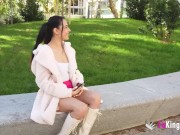 Astound petite Colombian Valen Pink rides her OLD MAN boyfriend's COCK for us to see! 7/16