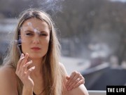 Horny blonde beauty uses a big bottle as an improvised dildo 3/16