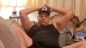 Hunk daddy wanking his huge cock