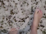 Pink toes walking in freezing cold snow 11/16