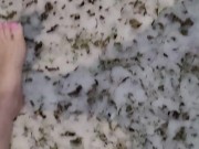 Pink toes walking in freezing cold snow 14/16