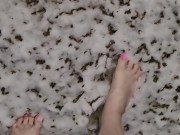 Pink toes walking in freezing cold snow 6/16
