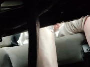 Smashing peanut butter in my Trucks pedals getting the stickiness all over (front & back view)