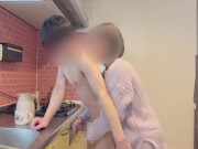 【痴女フェラ】朝起きてキッチンでフェラ抜き♡そのまま高速手コキで再び大量発射 7/16