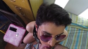 Cum on heart-shaped glasses