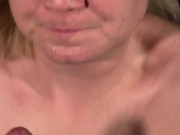 Sloppy blowjob and titfuck from blonde stepmom 11/16