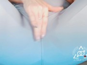 Sexy blonde squirts through gym leggings whilst rubbing her clit 4/16