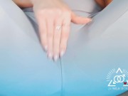 Sexy blonde squirts through gym leggings whilst rubbing her clit 6/16