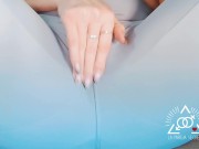 Sexy blonde squirts through gym leggings whilst rubbing her clit 7/16