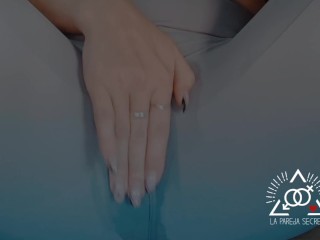 Sexy blonde squirts through gym leggings whilst rubbing her clit