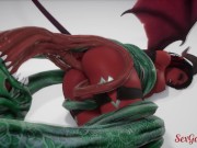Succubus girl is fucked by a monster with many cocks