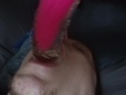 Choking his slutty bitch ass with my huge pink cock!! 6/16
