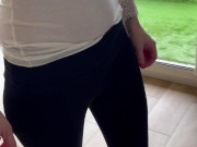 I jerk him off with my small tits to receive his cum on my chest 3/16