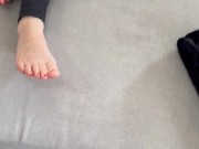 I jerk him off with my small tits to receive his cum on my chest 4/16